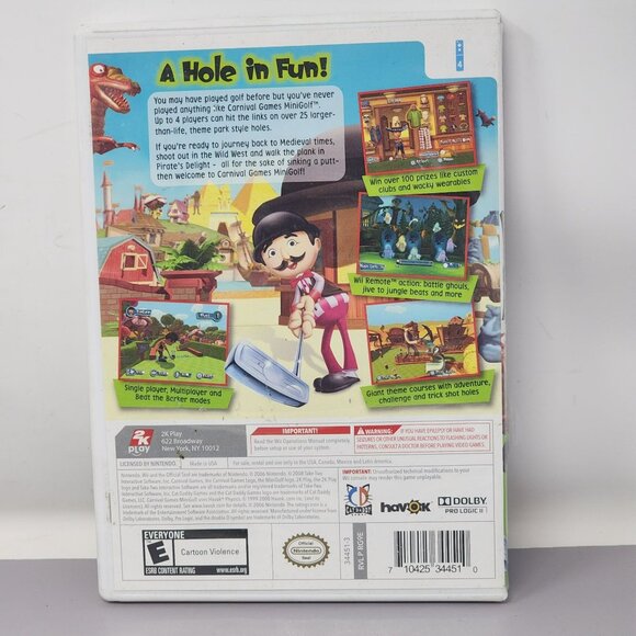 Carnival Games Mini Golf Wii Video Game By 2K Play E For Everyone Untested - Picture 2 of 6